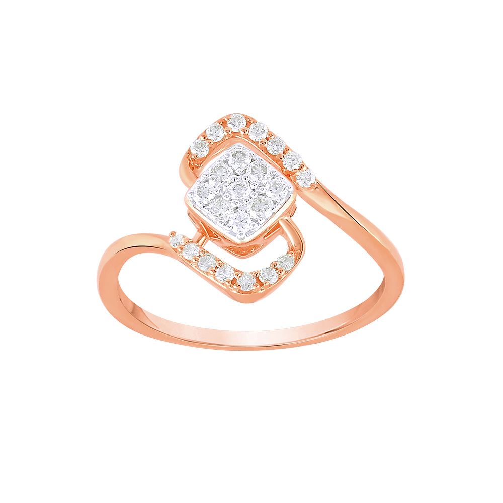 Chic Diamond and Rose Gold Finger Ring-Rings-ORG24K46