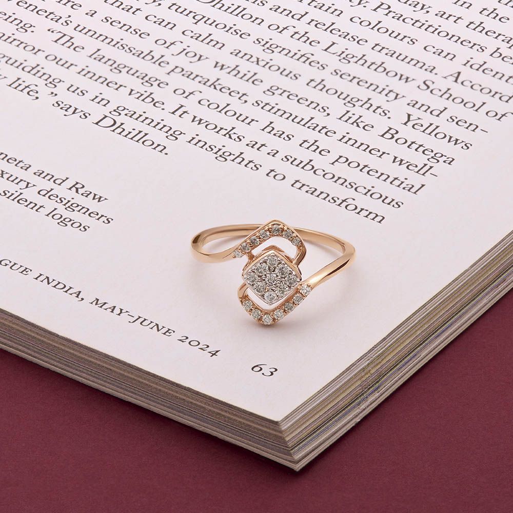 Chic Diamond and Rose Gold Finger Ring-Rings-ORG24K46