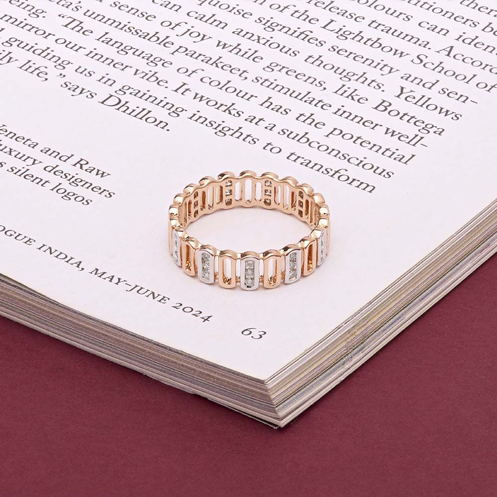 Statement Rose Gold and Diamond Finger Band-Rings-ORG24K49