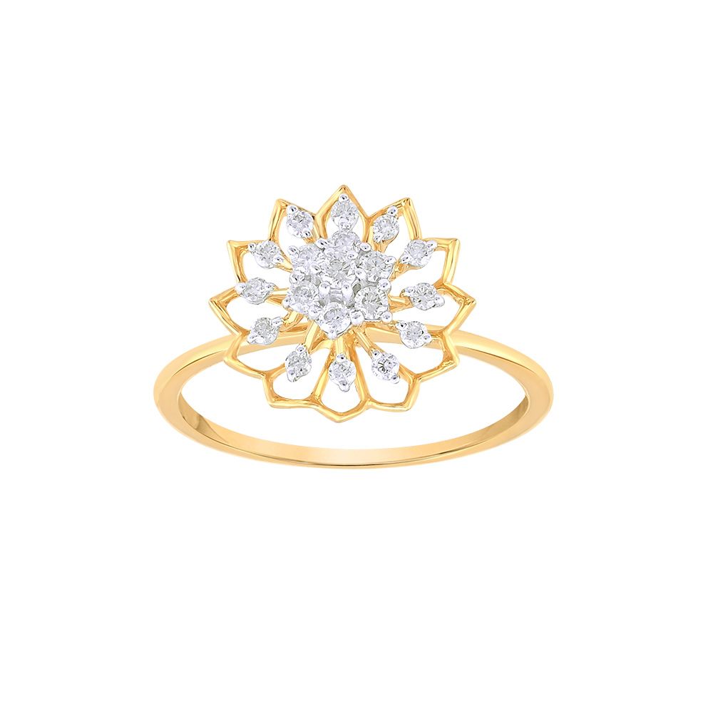 Captivating Flower Design Diamond Finger Ring-Rings-ORG24K50