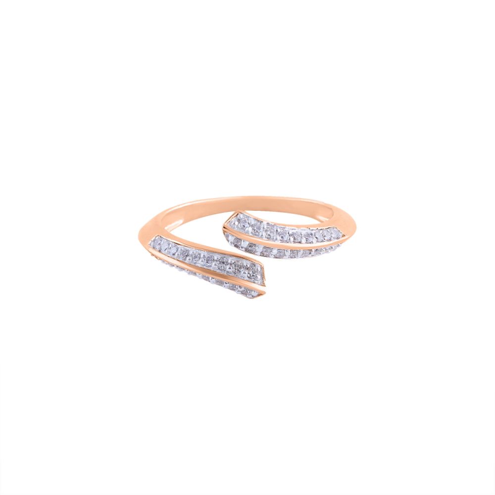 Pretty Swirl Design Diamond Finger Ring-Rings-ORG24K51