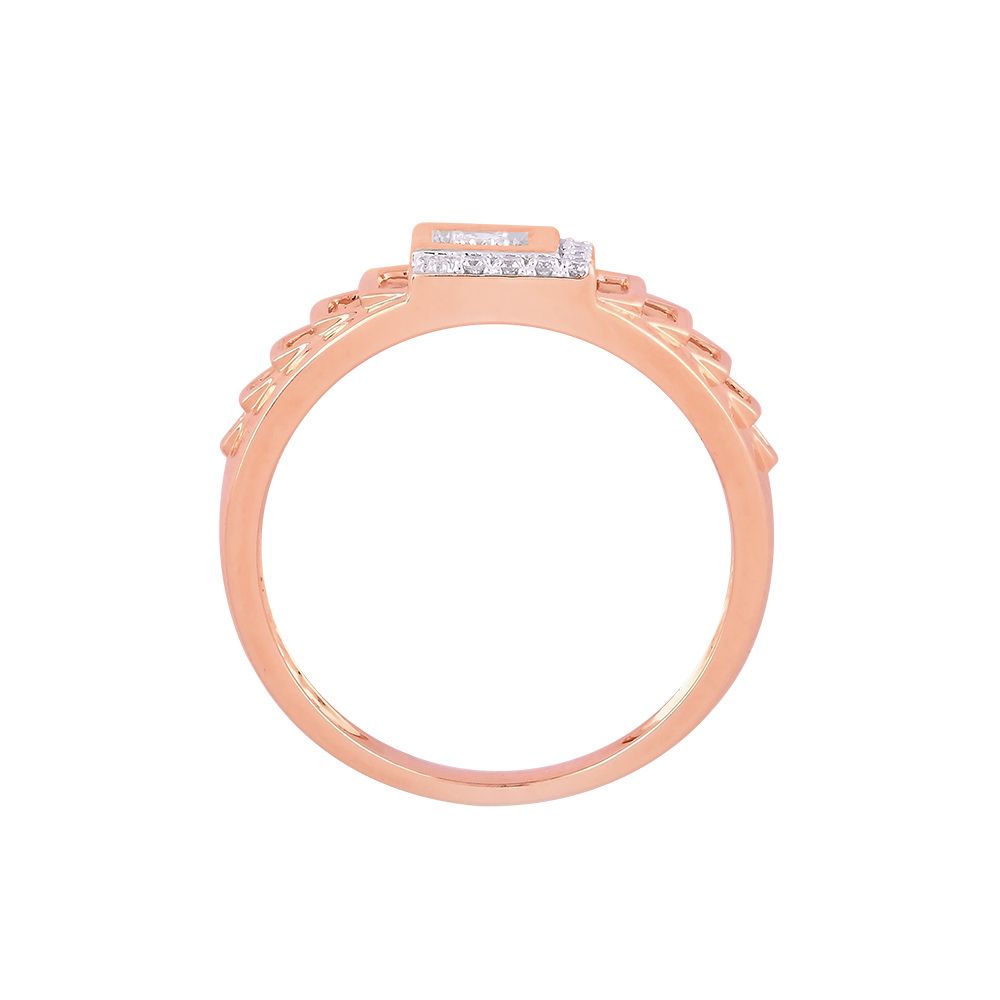 Solid Rose Gold and Diamond Mens Finger Ring-Rings-ORG24K56
