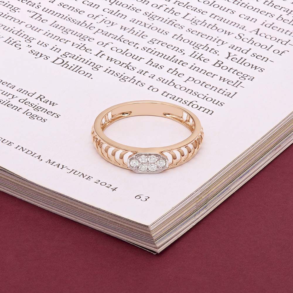 Stylish Lattice Pattern Mens Diamond Finger Ring-Rings-ORG24K59