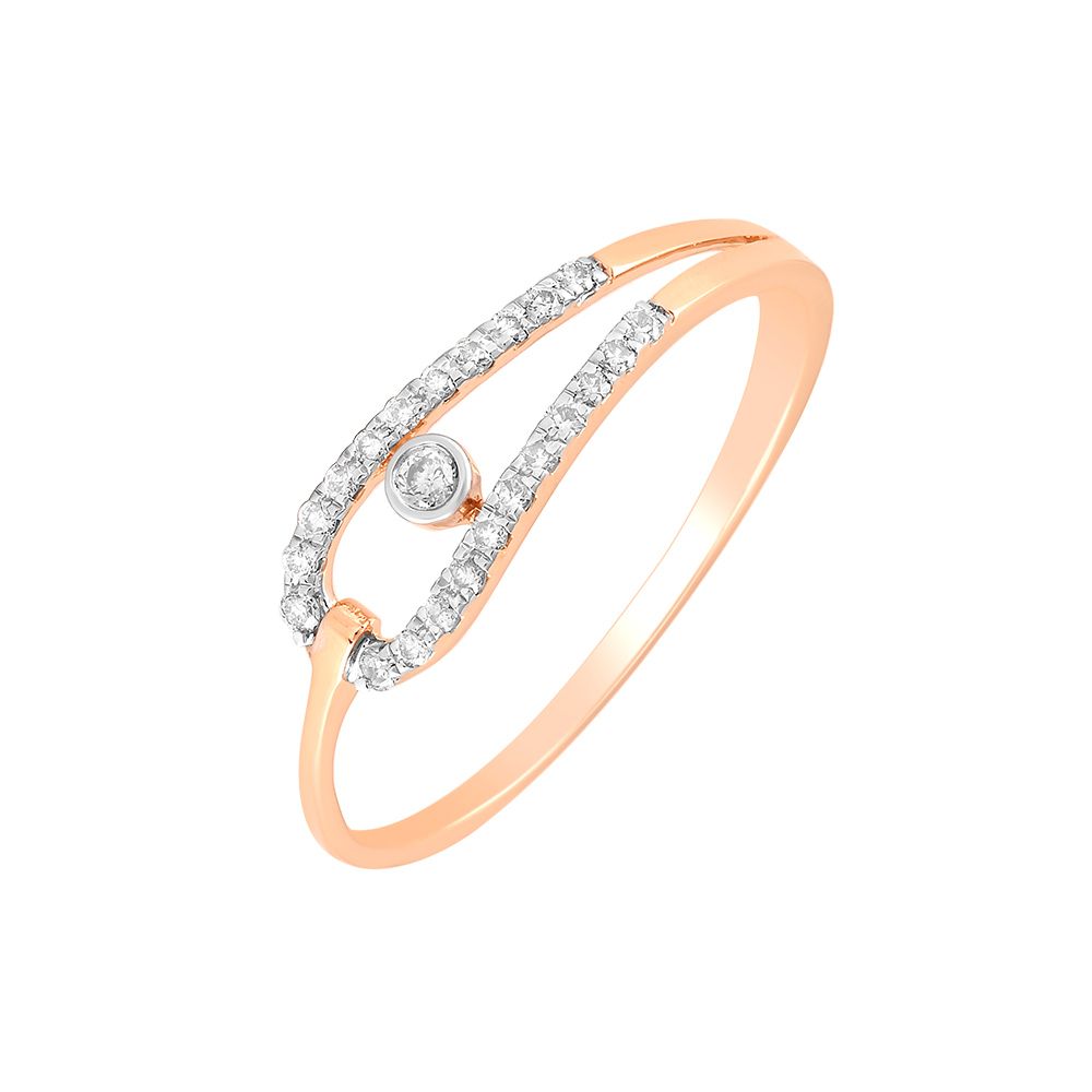 Casual Everyday Rose Gold and Diamond Finger Ring-Rings-ORG24K64