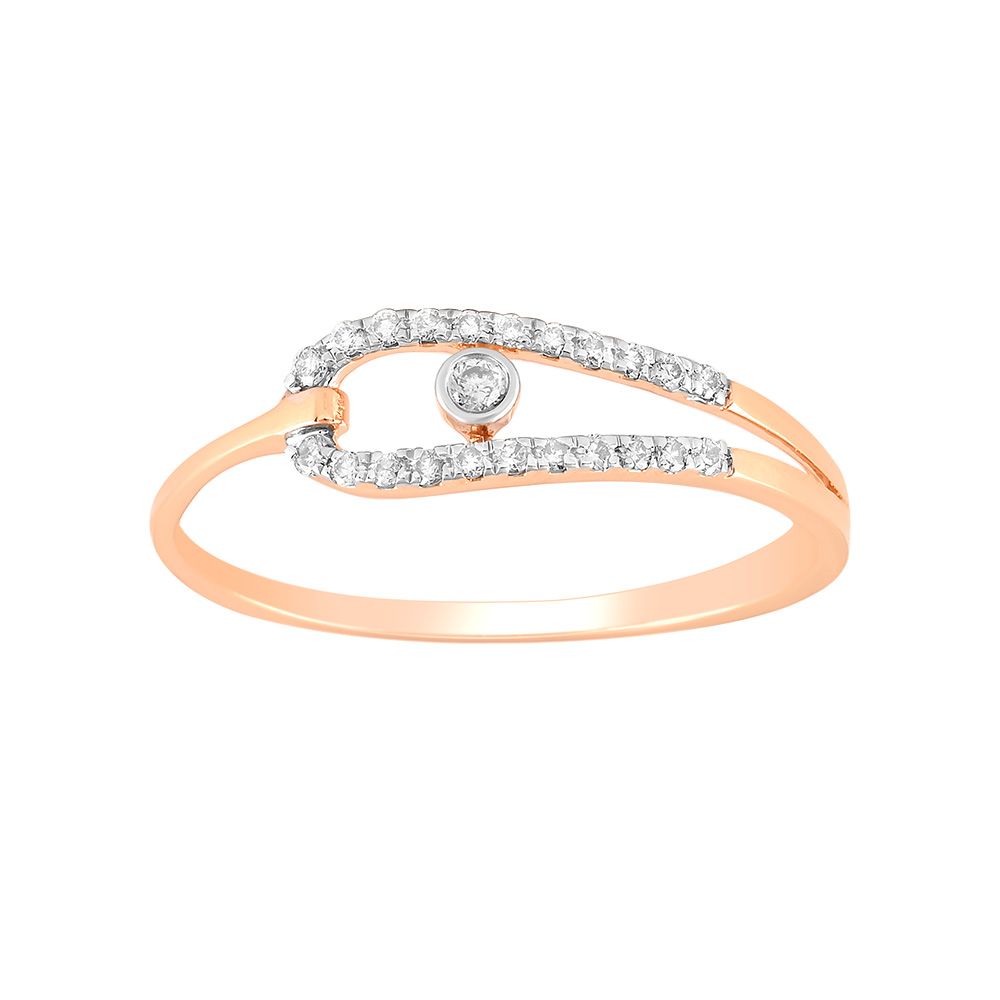 Casual Everyday Rose Gold and Diamond Finger Ring-Rings-ORG24K64