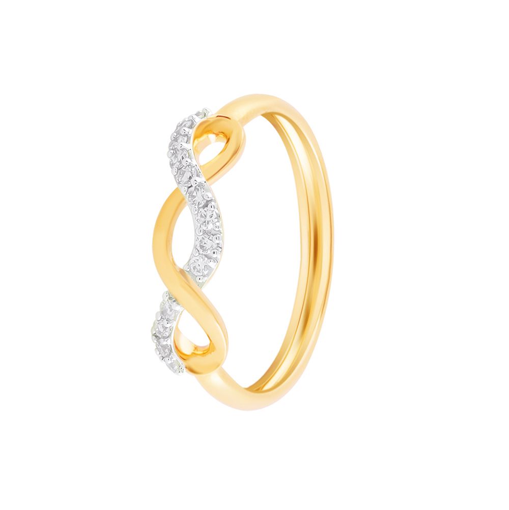 Undulating Infinity Design Diamond Finnger Ring-Rings-ORG24K66