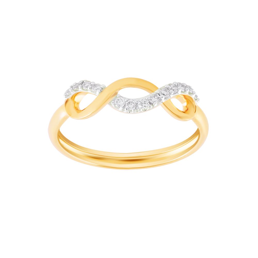 Undulating Infinity Design Diamond Finnger Ring-Rings-ORG24K66