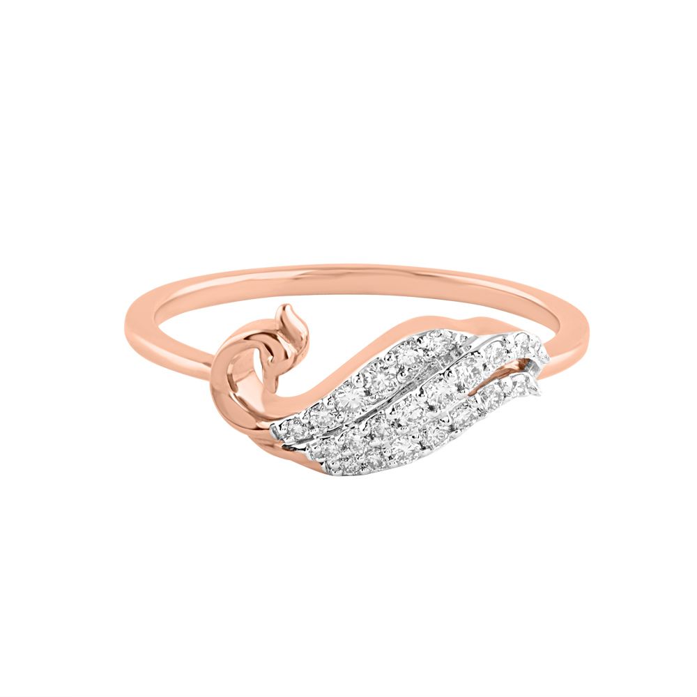 Glossy Peacock Design Diamond Finger Ring-Rings-ORG24K72