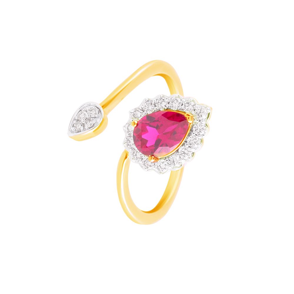 Sparkling Precious Stone and Diamond Finger Ring-Rings-ORG24K73