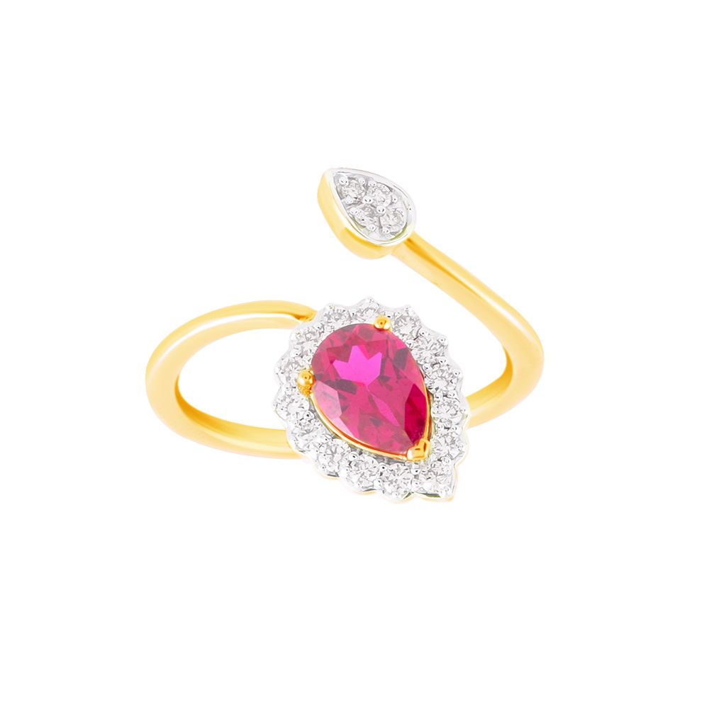 Sparkling Precious Stone and Diamond Finger Ring-Rings-ORG24K73