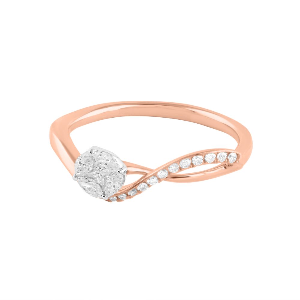 Radiant Rose Gold and Diamond Finger Ring-Rings-ORG24K79