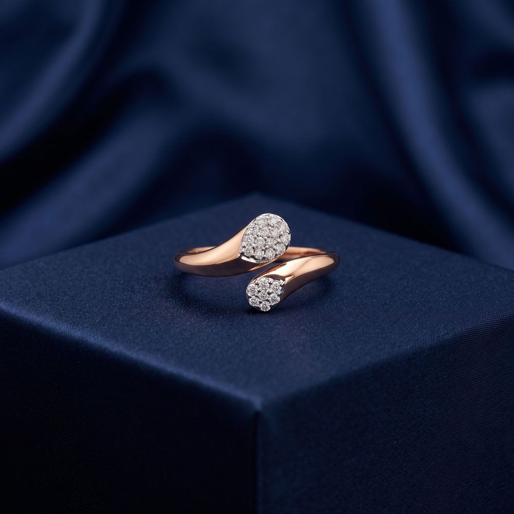 Spangled Diamond and Rose Gold Finger Ring-Rings-ORG24K86