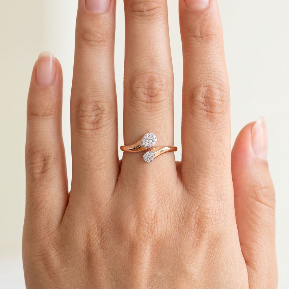 Spangled Diamond and Rose Gold Finger Ring-Rings-ORG24K86