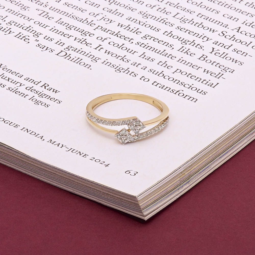Buy Geometric Design Diamond and Yellow Gold Finger Ring ORG24K87
