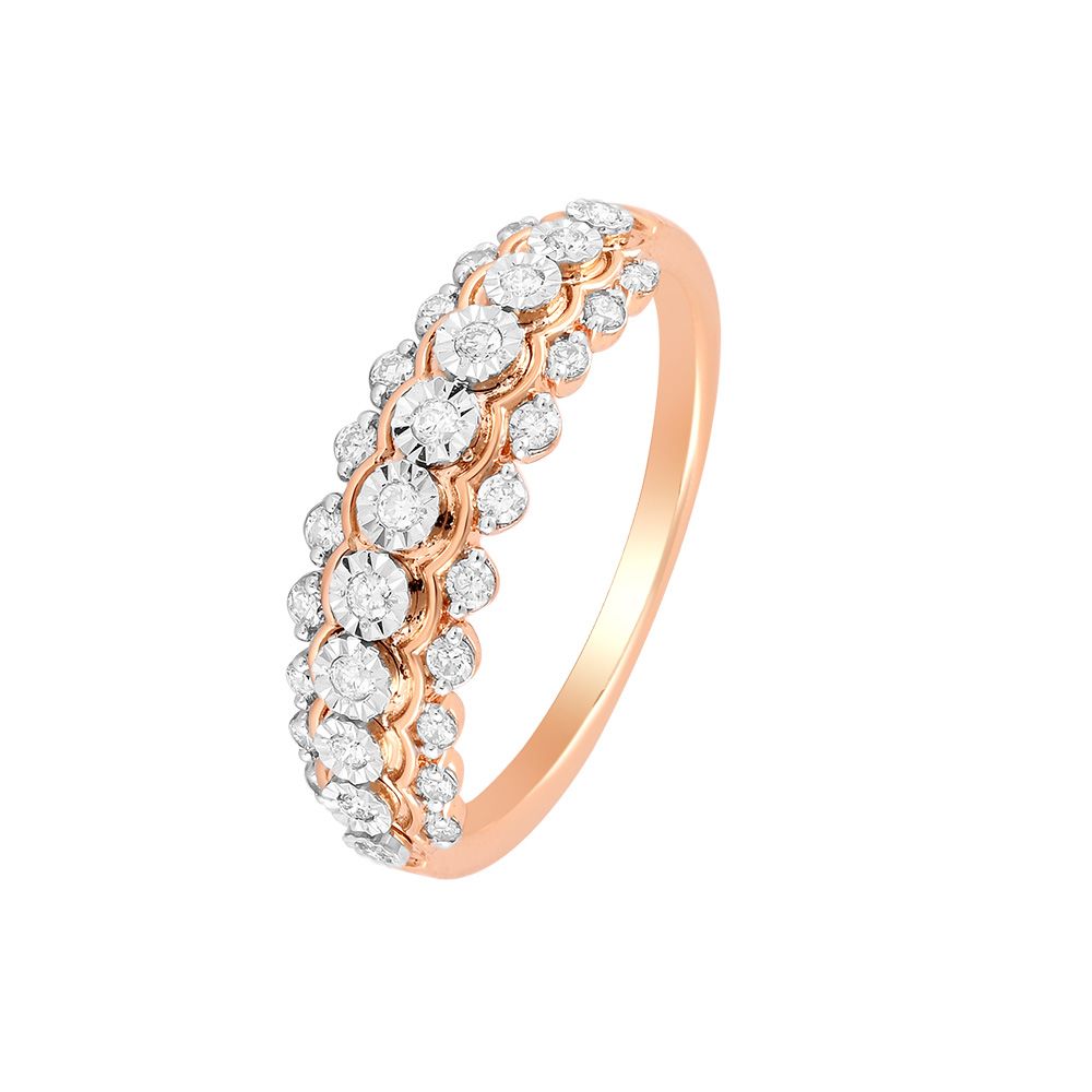 Alluring 14Kt Rose Gold Diamond Finger Band-Rings-ORG24K98