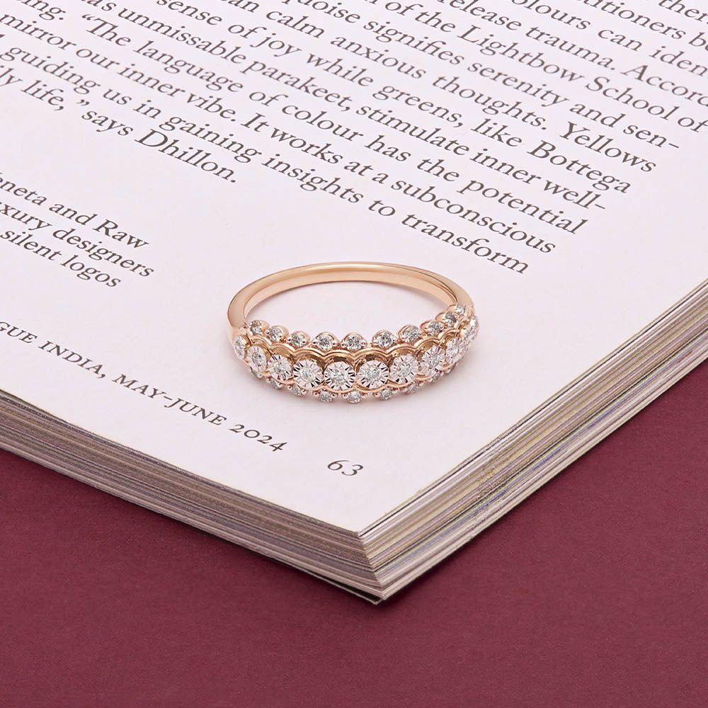 Alluring 14KT Rose Gold Diamond Finger Band-Rings-ORG24K98