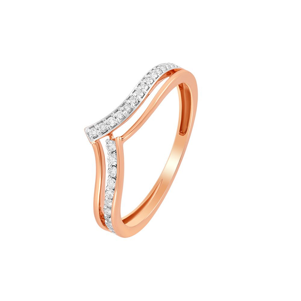 Evocative Rose Gold and Diamond Finger Ring-Rings-ORG24L03