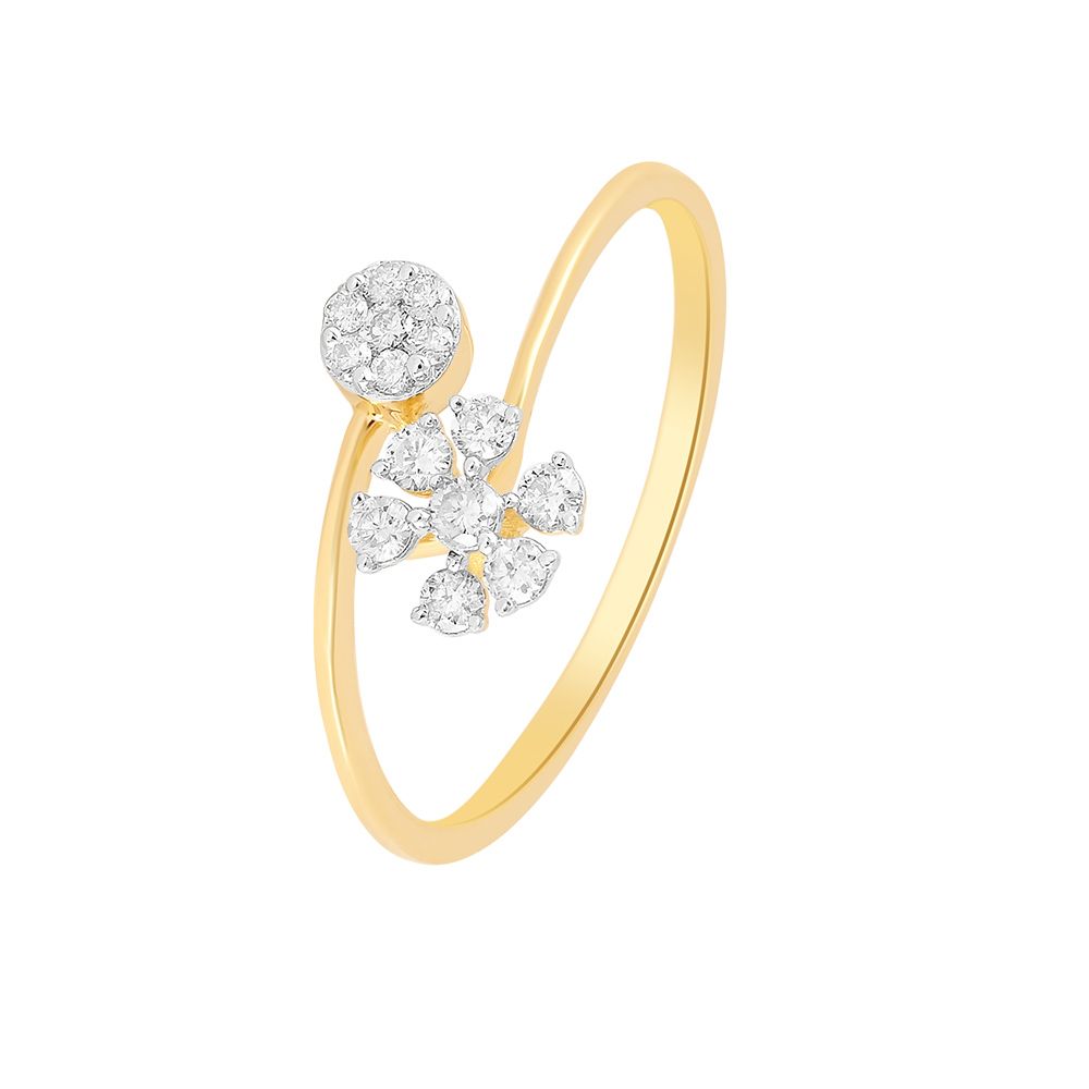 Sparkling Floral Yellow Gold Finger Ring-Rings-ORG24L04