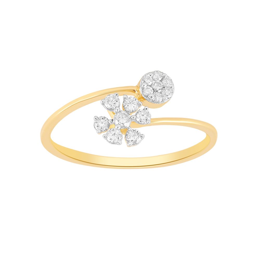 Sparkling Floral Yellow Gold Finger Ring-Rings-ORG24L04