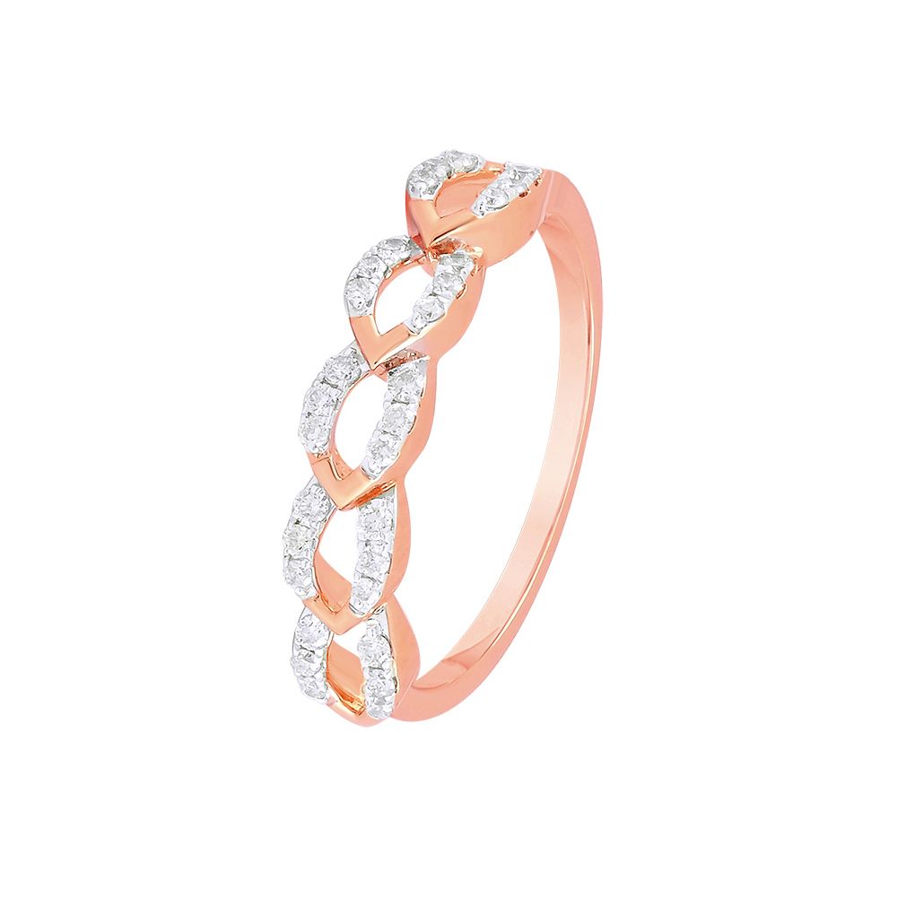 Bejewelled Leaf Design Diamond Finger Ring-Rings-ORG24L05