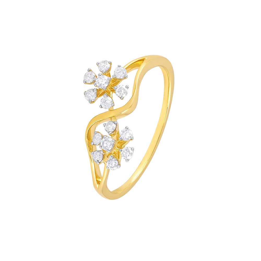 Floral Diamond and Yellow Gold Finger Ring-Rings-ORG24L07
