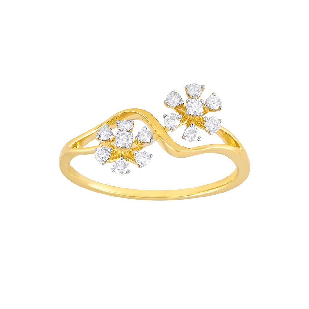 Floral Diamond and Yellow Gold Finger Ring-Rings-ORG24L07