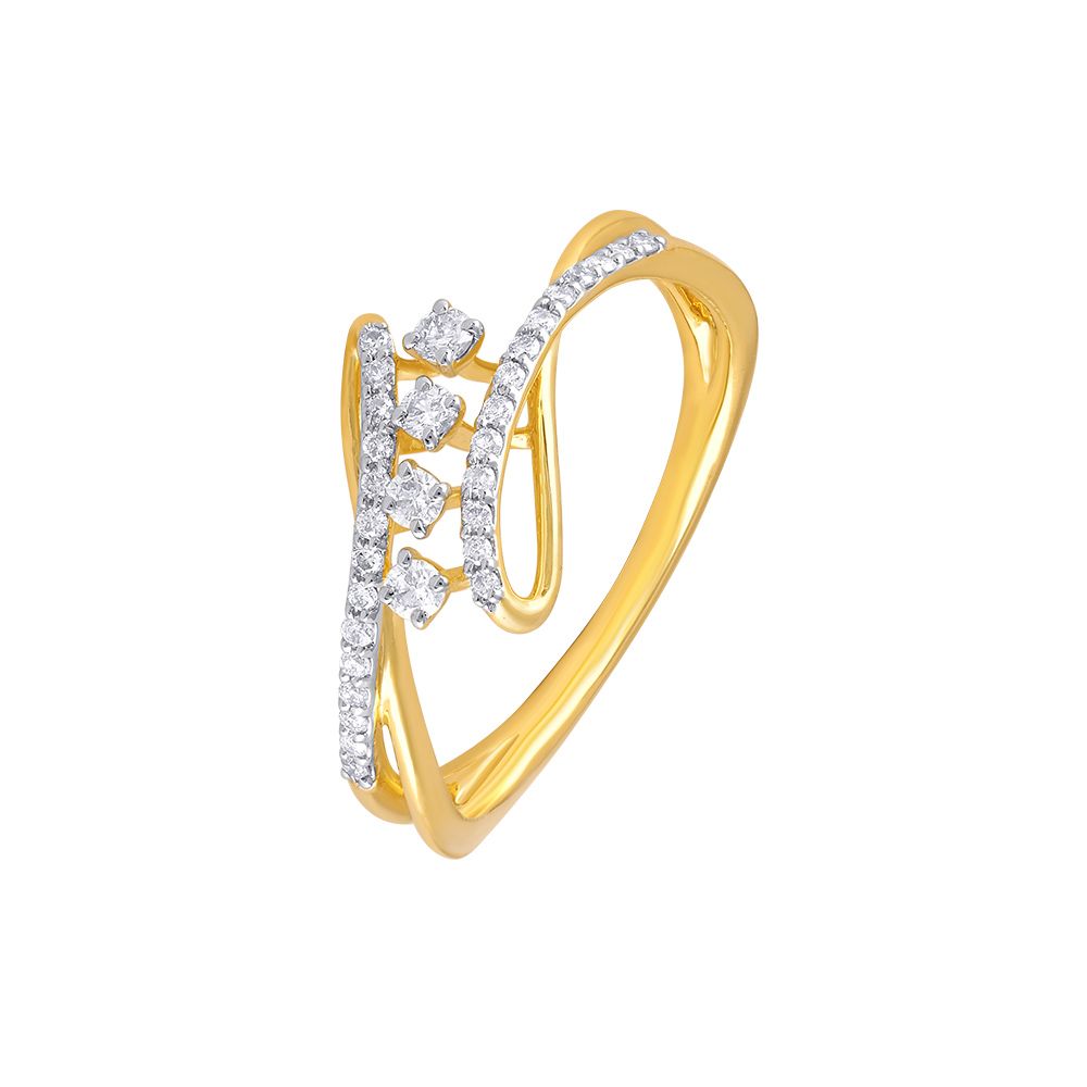 Captivating Yellow Gold Diamond Finger Ring-Rings-ORG24L08