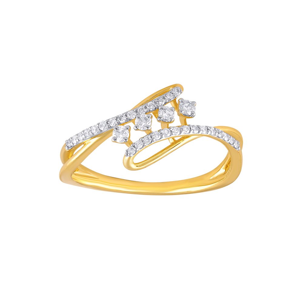 Captivating Yellow Gold Diamond Finger Ring-Rings-ORG24L08