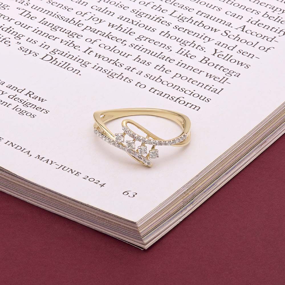 Captivating Yellow Gold Diamond Finger Ring-Rings-ORG24L08