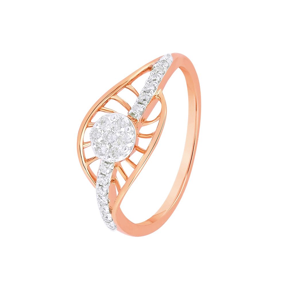 Glistening Rose Gold and Diamond Finger Ring-Rings-ORG24L09