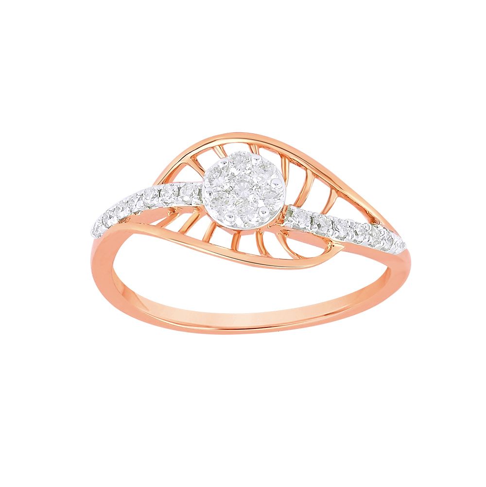 Glistening Rose Gold and Diamond Finger Ring-Rings-ORG24L09