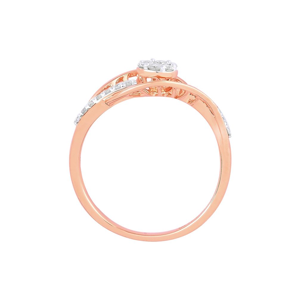 Glistening Rose Gold and Diamond Finger Ring-Rings-ORG24L09