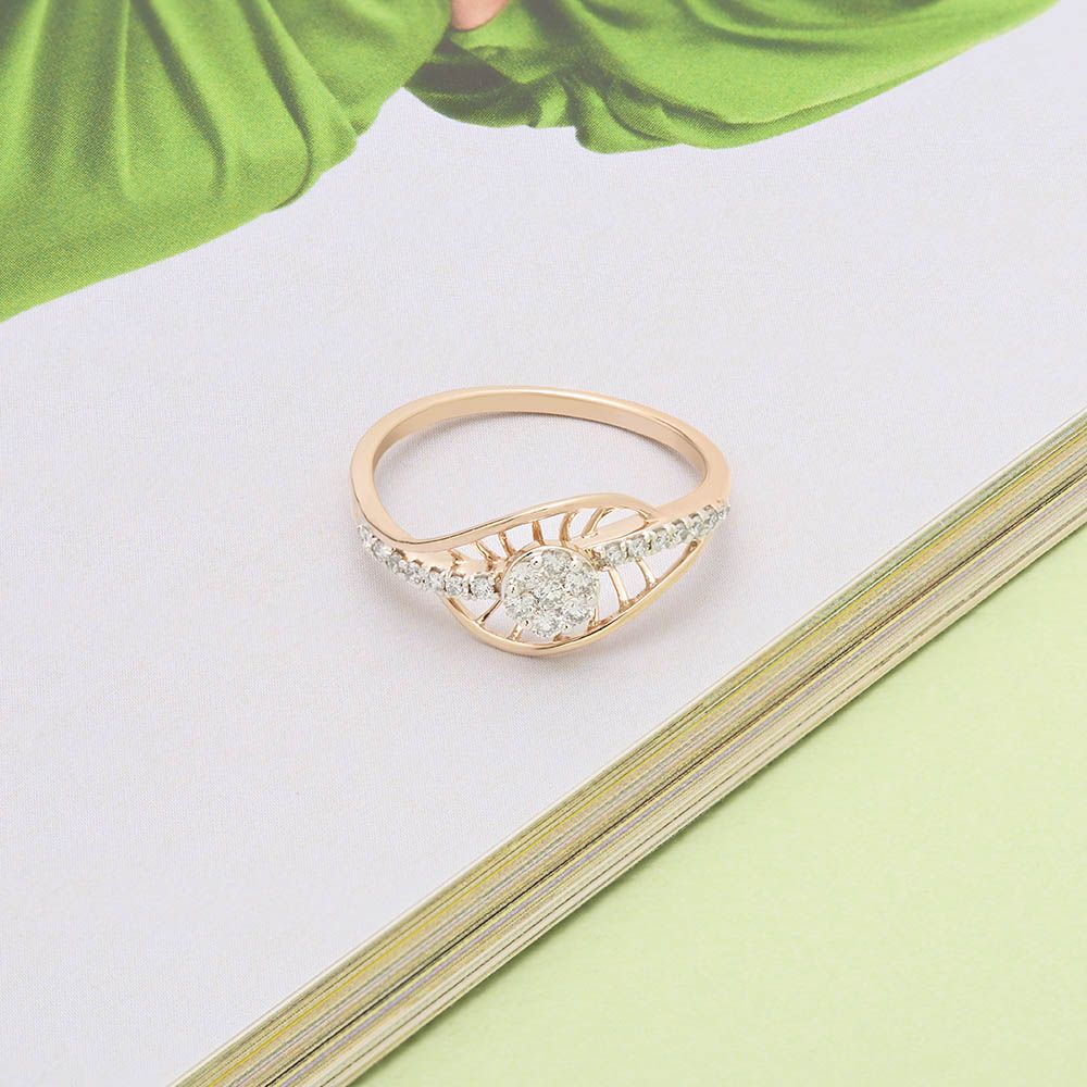 Glistening Rose Gold and Diamond Finger Ring-Rings-ORG24L09