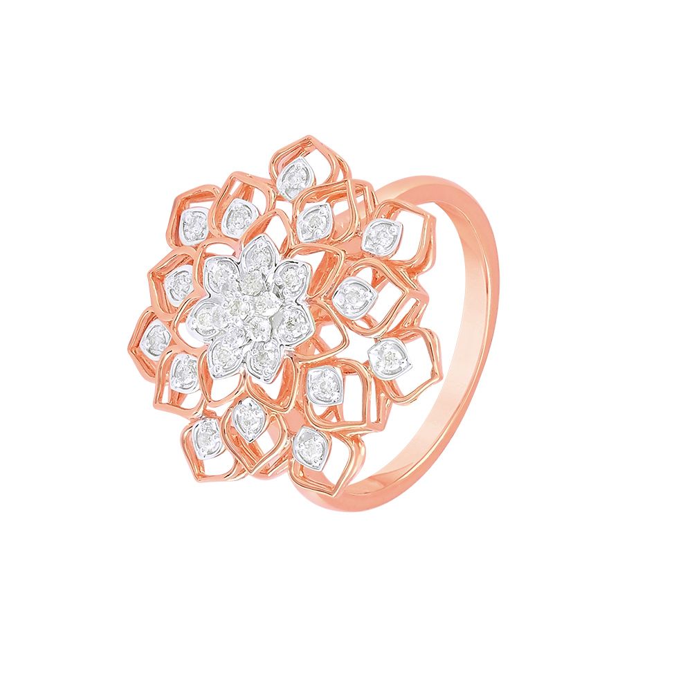 Glamorous Floral Diamond Finger Ring-Rings-ORG24L11
