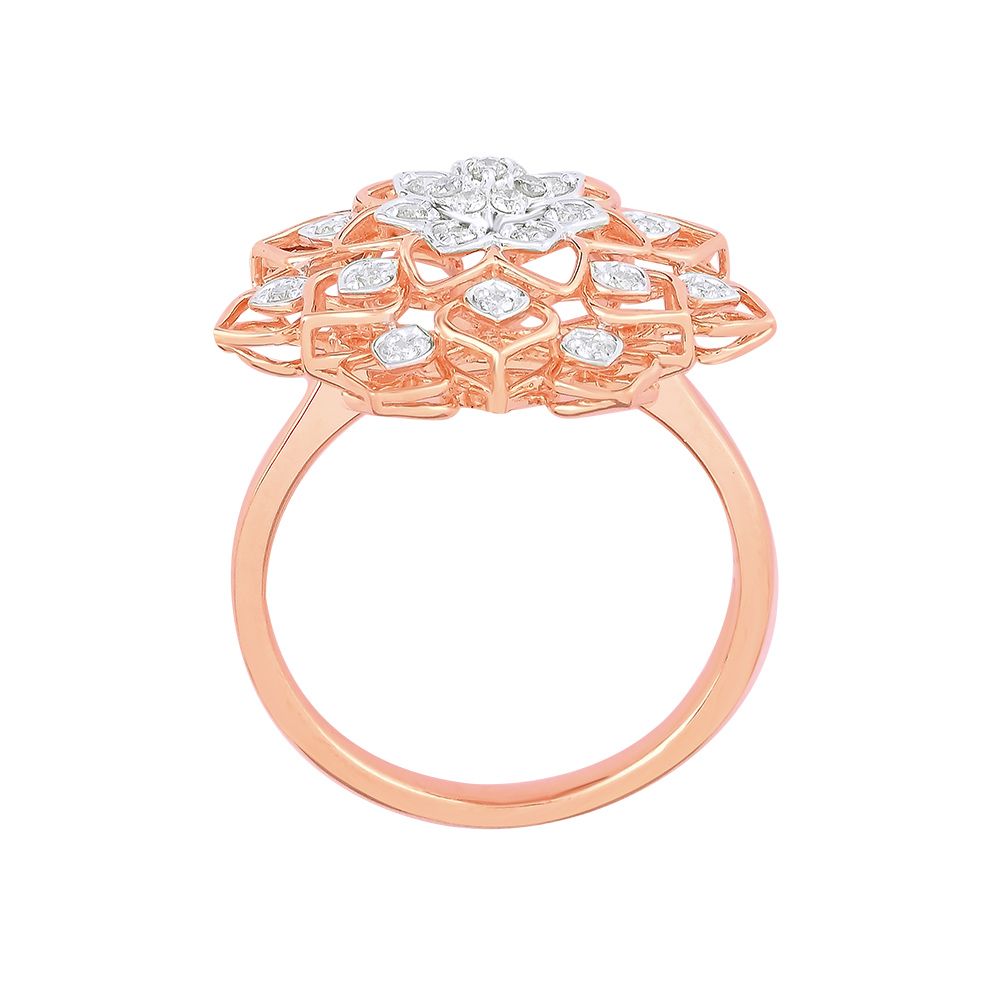Glamorous Floral Diamond Finger Ring-Rings-ORG24L11