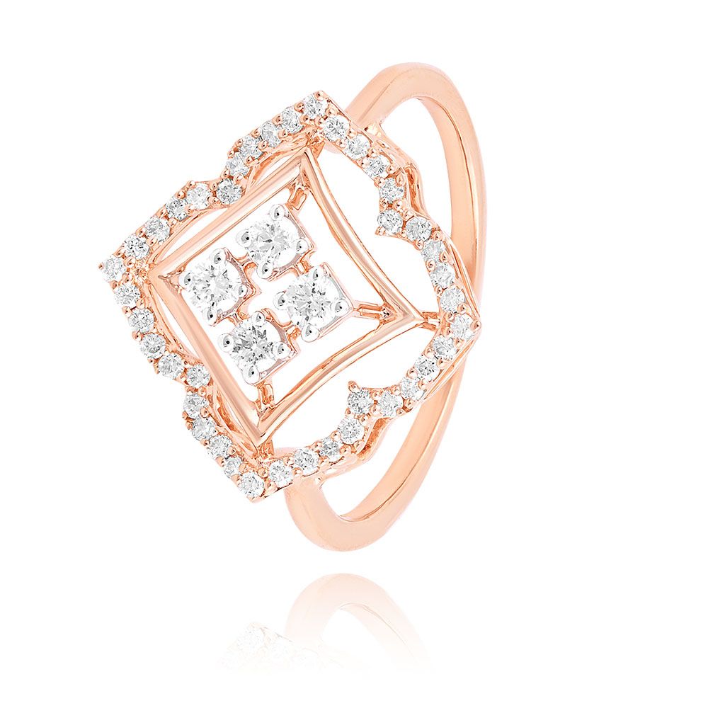 Elegant 18KT Rose Gold Women Ring-Rings-ORG24L84