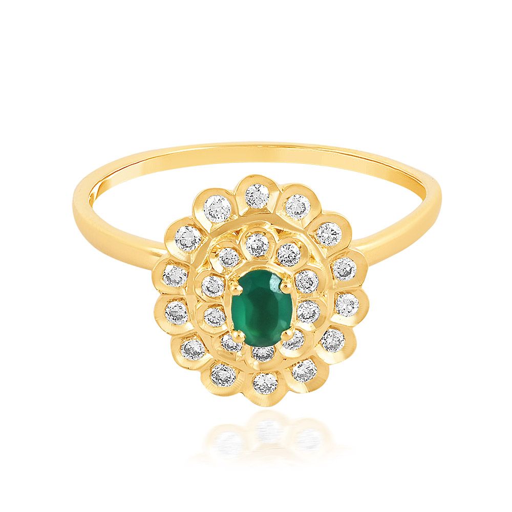 Royal Floral Green Diamond Ring-Rings-ORG25A39