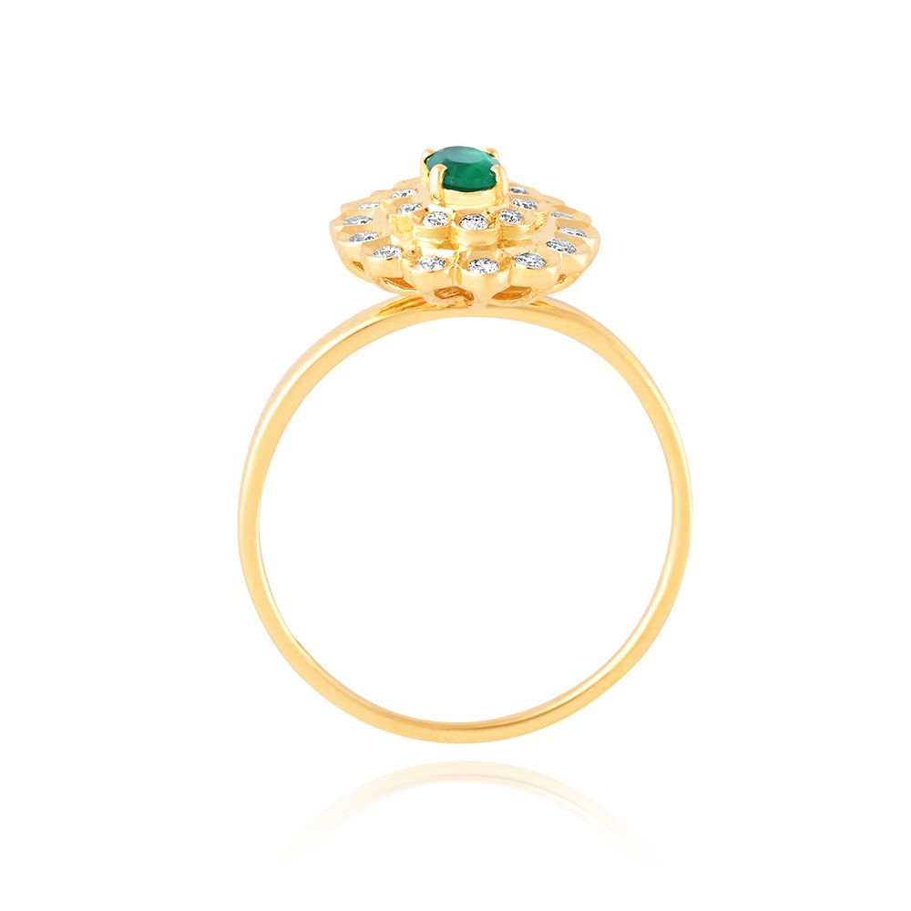 Royal Floral Green Diamond Ring-Rings-ORG25A39