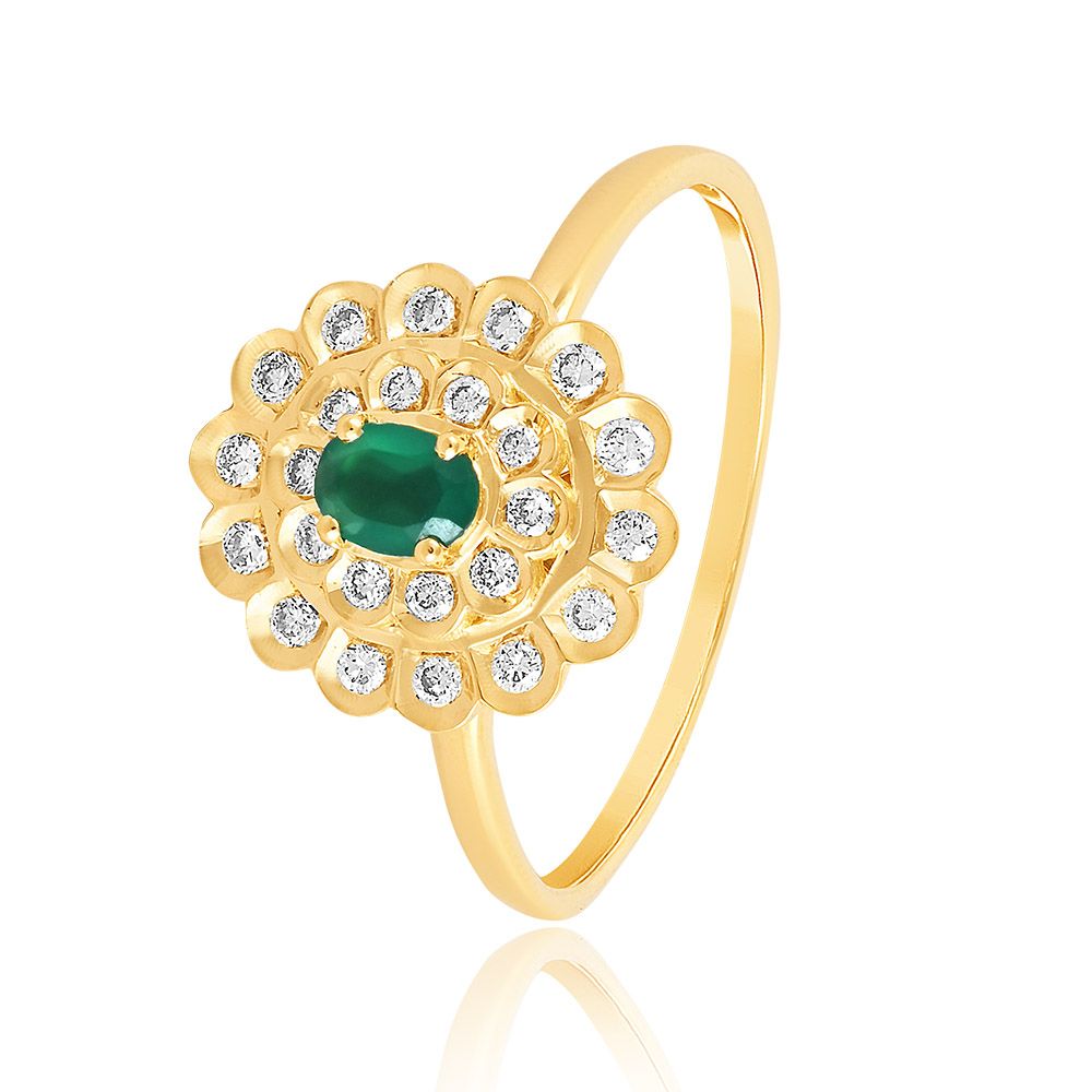 Royal Floral Green Diamond Ring-Rings-ORG25A39