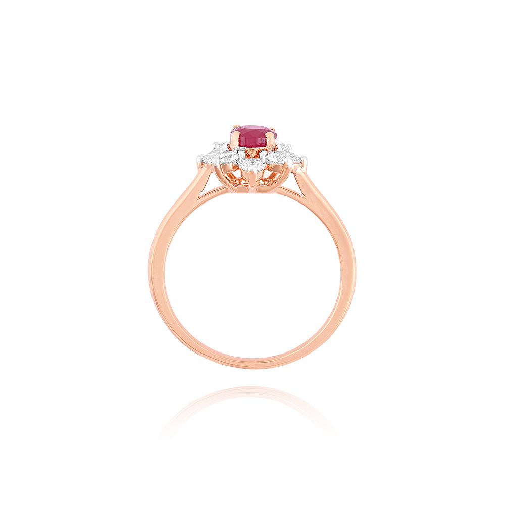 Floral Red Stone Diamond Ring-Rings-ORG25I70