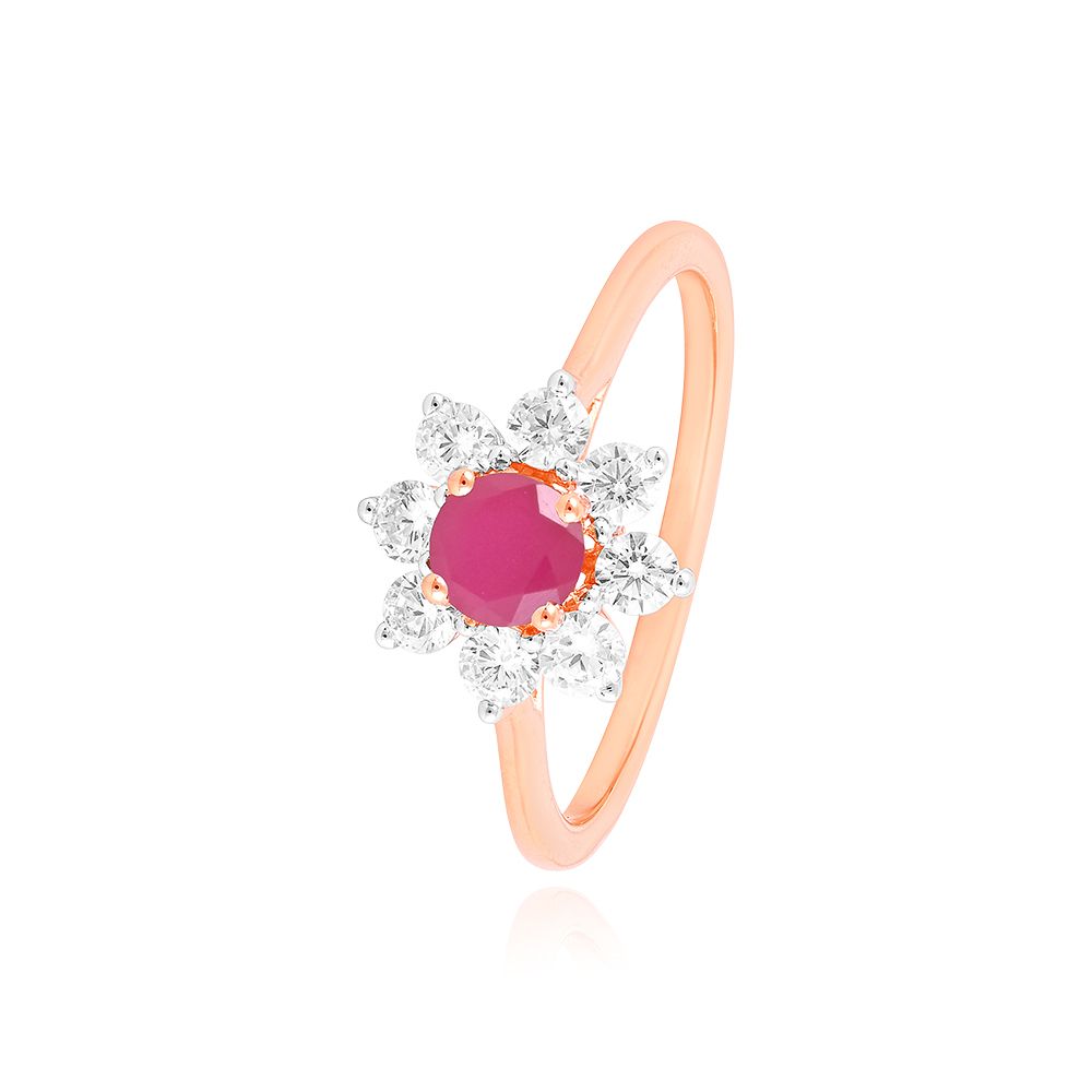 Buy Floral Red Stone Diamond Ring ORG25I70 Online at