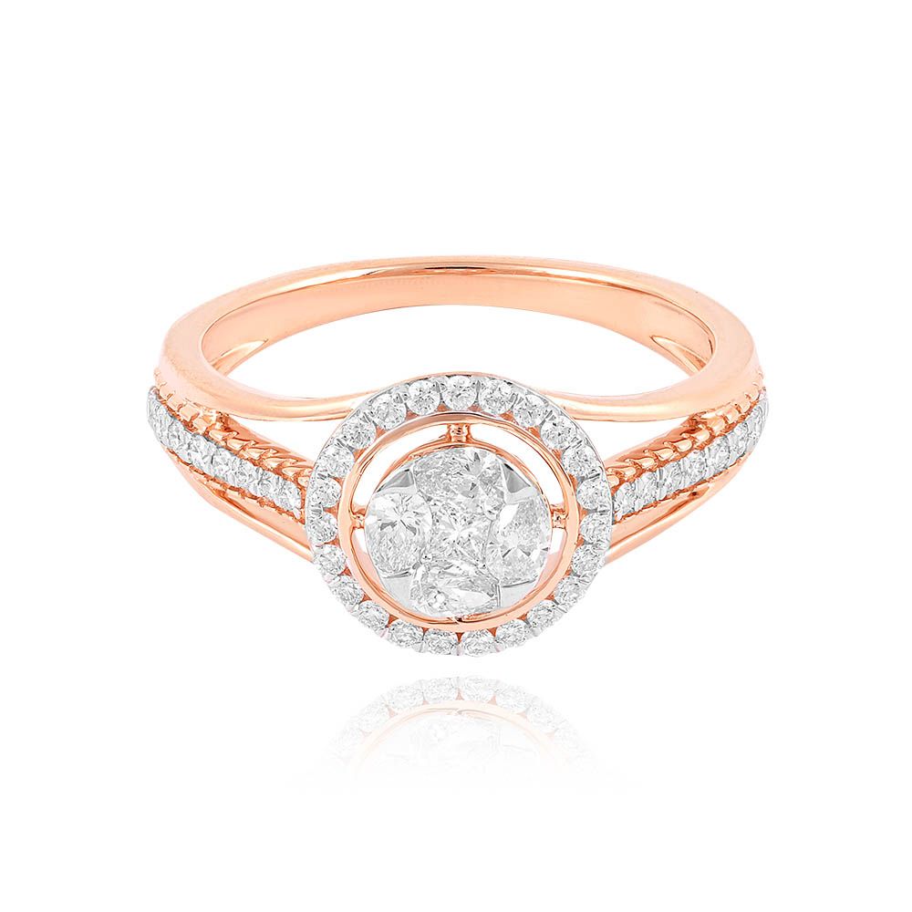 Glow Diamond 18KT Rose Gold Ring-Rings-ORG25K02