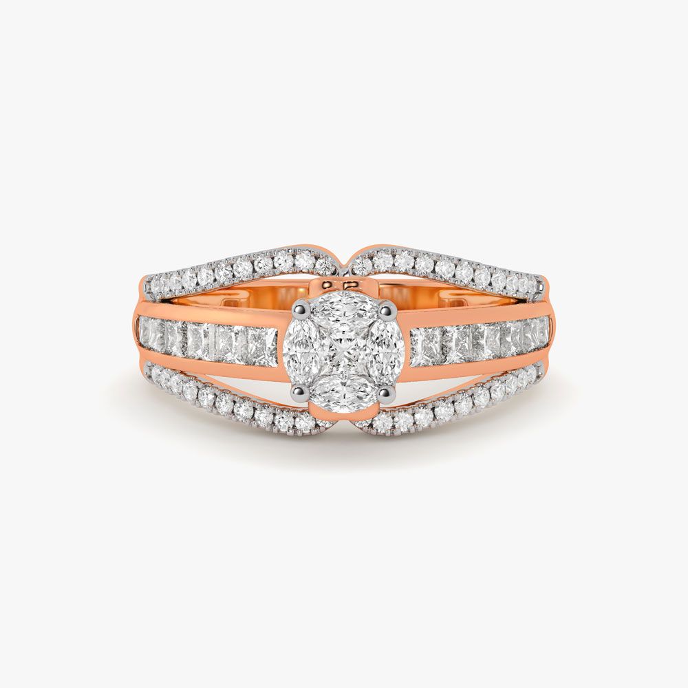 Bright Daily 18KT Rose Gold Diamond Ring-Rings-ORG25K08