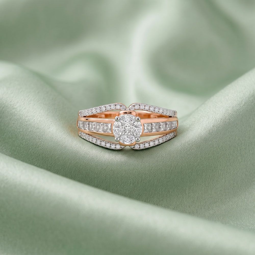 Bright Daily 18KT Rose Gold Diamond Ring-Rings-ORG25K08