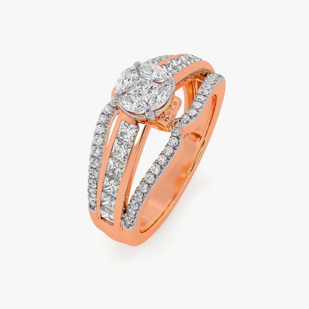 Bright Daily 18KT Rose Gold Diamond Ring-Rings-ORG25K08