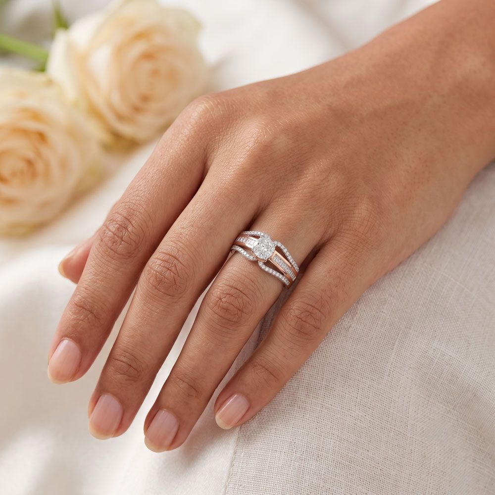 Bright Daily 18KT Rose Gold Diamond Ring-Rings-ORG25K08