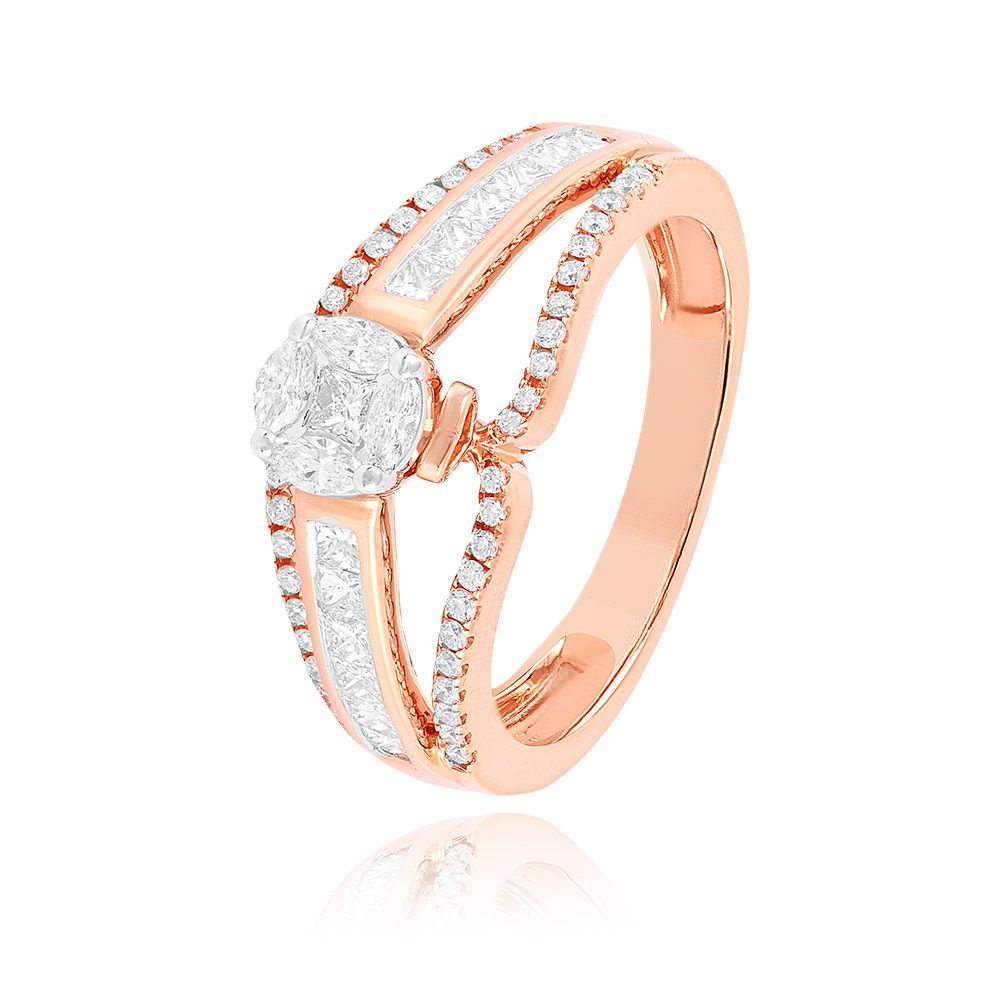 Bright Daily 18KT Rose Gold Diamond Ring-Rings-ORG25K08