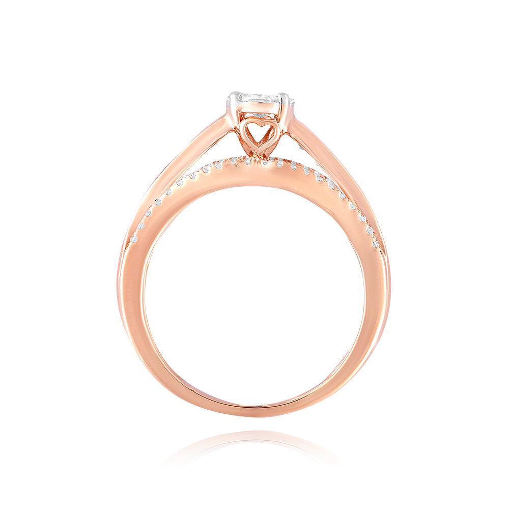 Bright Daily 18KT Rose Gold Diamond Ring-Rings-ORG25K08