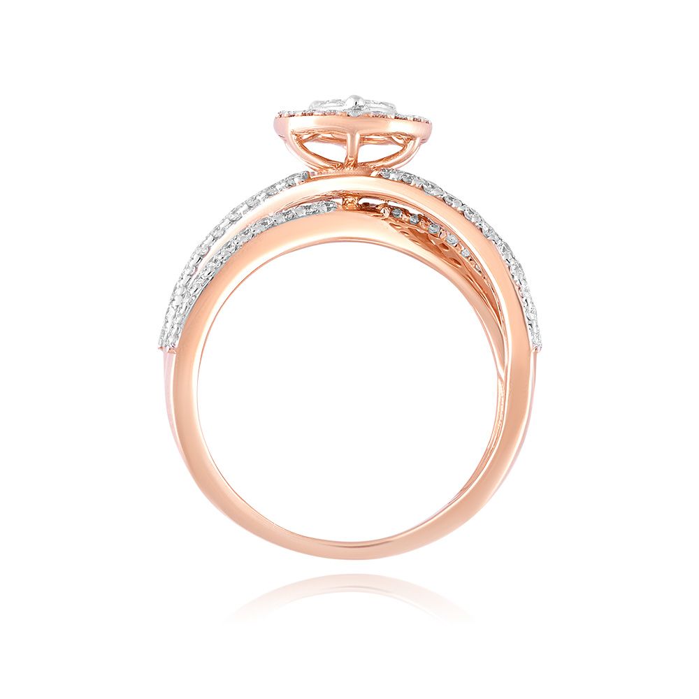 Cluster Diamond 18KT Rose Gold Ring-Rings-ORG25K09