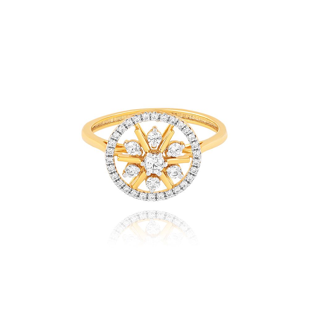 Elegant Floral Yellow Gold Ring-Rings-ORG25K48